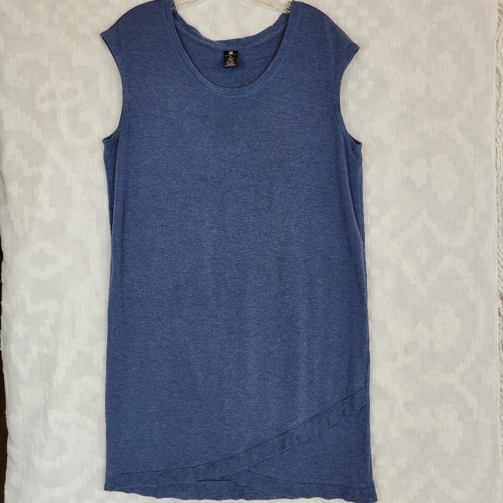Active Life scoop neck cap sleeves athletic athleisure denim blue dress sporty M - Picture 5 of 8